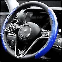Carbon Fiber Steering Wheel Cover, Safe and Non-Slip Accessories for Men and Women, Universal 15 Inch Steering Wheel Cover for Car, Truck, SUV (Blue)