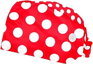 2 gorras de trabajo con banda para el sudor de botón, ajustable, para mujeres, hombres, lunares, color rojo