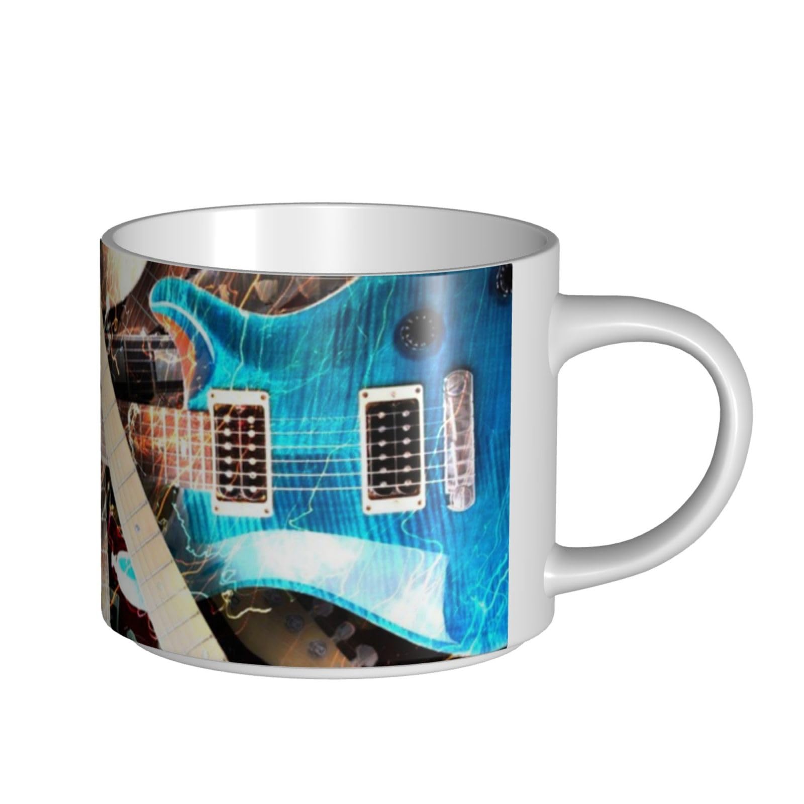 Tazza di caffè in ceramica di grande capacità stampata musica magica della chitarra elettrica