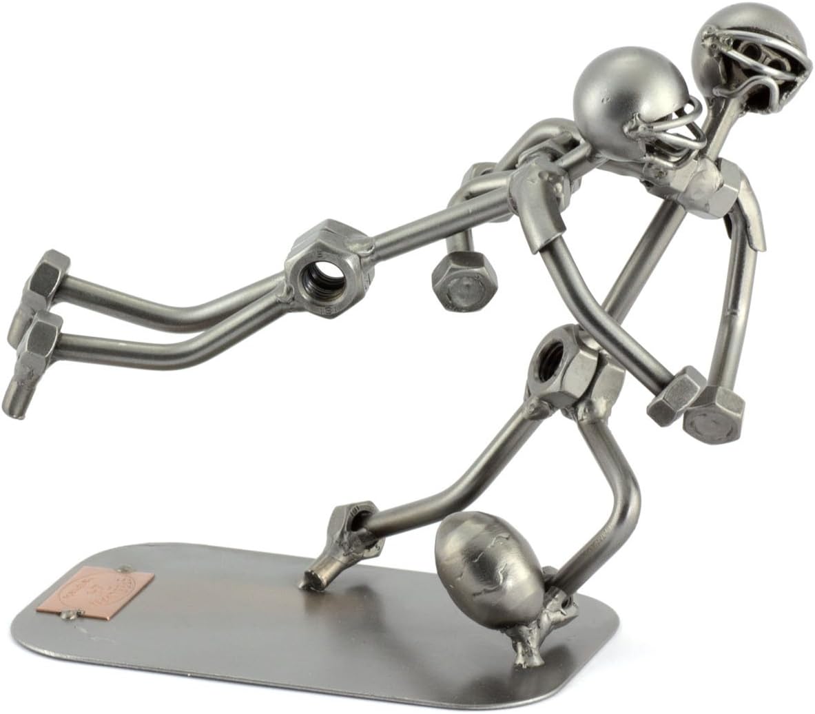 Steelman24 Football Tackle Sculpture Nuts and Bolts Metal Figurine Handmade in Germany Gift for Birthday Retirement Anniversary Graduation Present Steel Sculpture Home Decor
