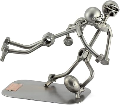 Steelman24 Football Tackle Sculpture Nuts and Bolts Metal Figurine Handmade in Germany Gift for Birthday Retirement Anniversary Graduation Present Steel Sculpture Home Decor