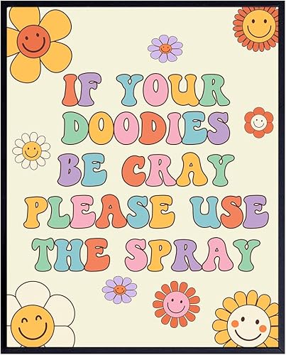 Arte de pared para accesorios de baño, arte y decoración de pared de baño pequeño, decoración divertida de baño, diseño retro y moderno de color