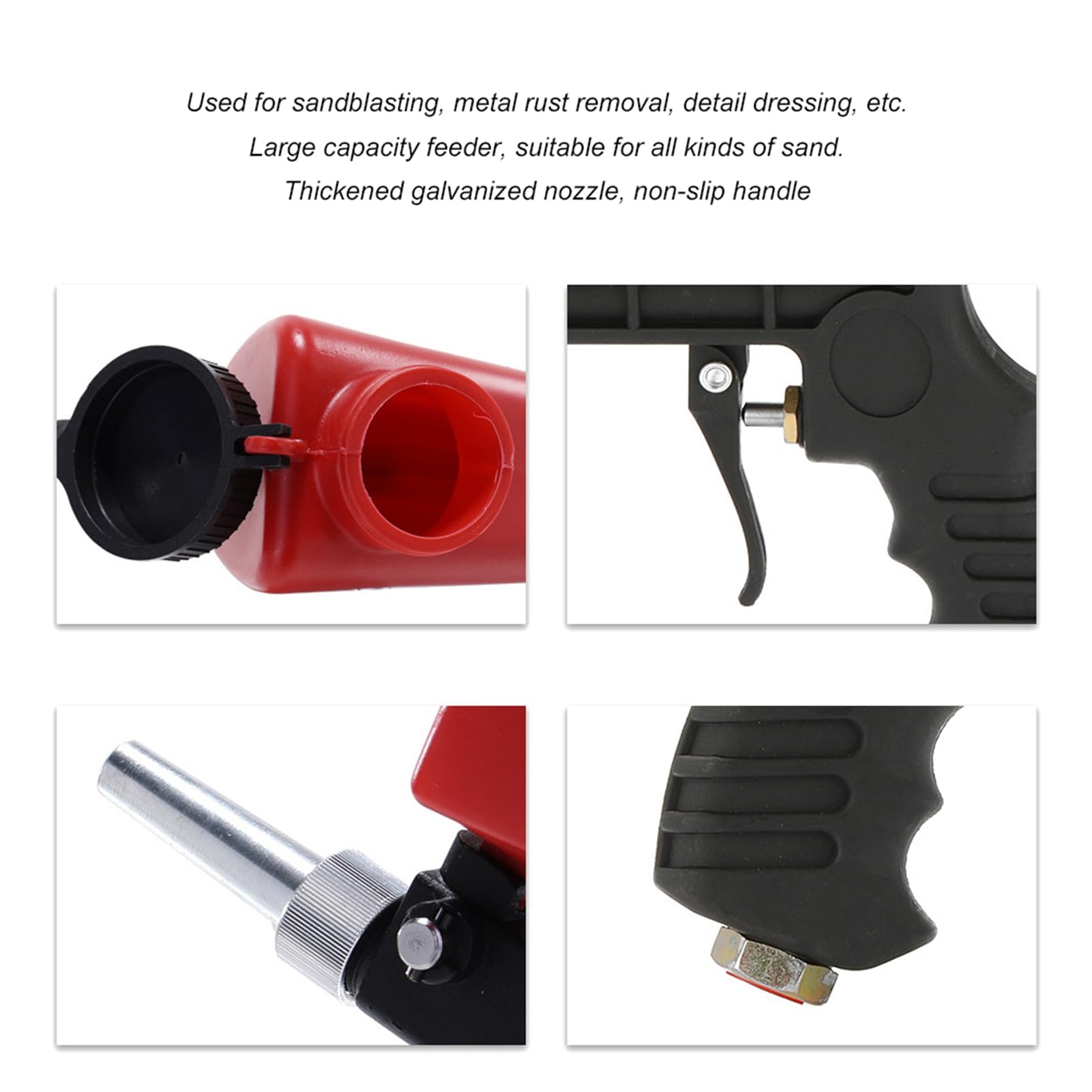 Kit de Pistolet SandBlaster 90PSI, Pistolet de Sablage Portatif à Alimentation par gravité utilisé pour éliminer la Peinture, les Taches, la Rouille, la saleté sur les Surfaces,