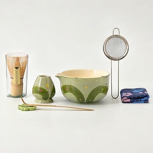 ChaseWind Matcha Whisk Set, 7Pcs Matcha Set with Hand-Painted Ceramic Matcha Bow