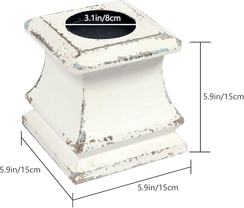 Miniatura 5 de Portavelas de pilar de madera Shabby Farm, hecho a mano, cuadrado blanco, portavelas rústico para velas de pilar, pequeños portavelas para centro de