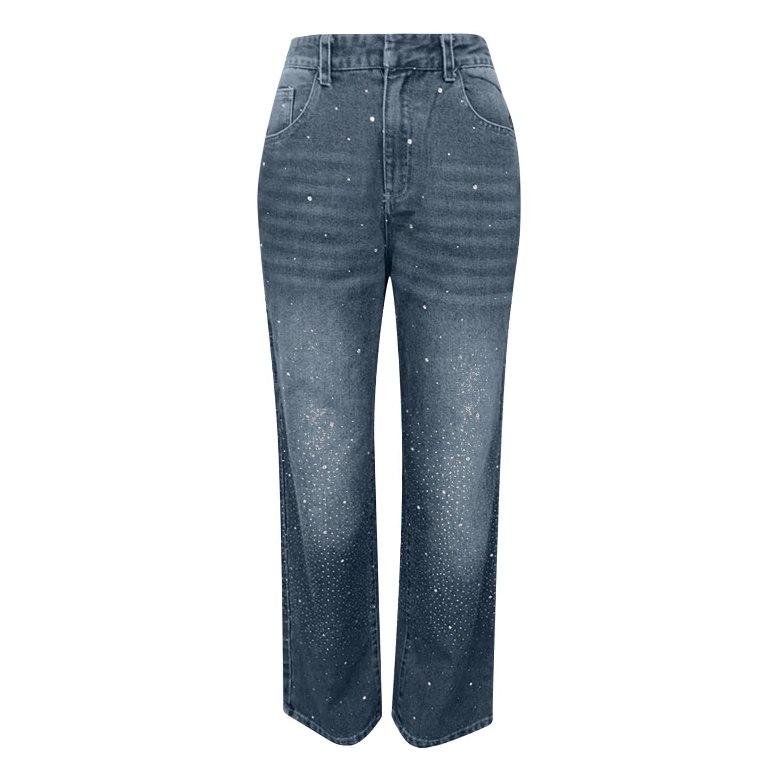Jeans Donna Leggeri Jeans Vita Alta Larghi Casual Pantaloni Denim Baggy Curvy Leggeri Wide Leg Pantaloni Elasticizzati Gamba Larga Taglie Forti Eleganti Streetwear Y2k Moda Push Up