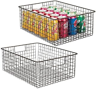 mDesign Farmhouse Decor Metal Wire Food Organizer Storage Bin Baskets with Handles