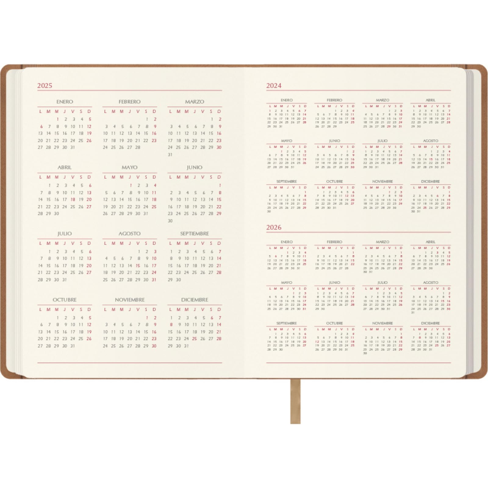 Dohe, 2025 Diary, Day by Page, A5 Size (15 x 21 cm), 12 Months January to December, Leatherette Hardcover, Planner in Spanish - Image 3