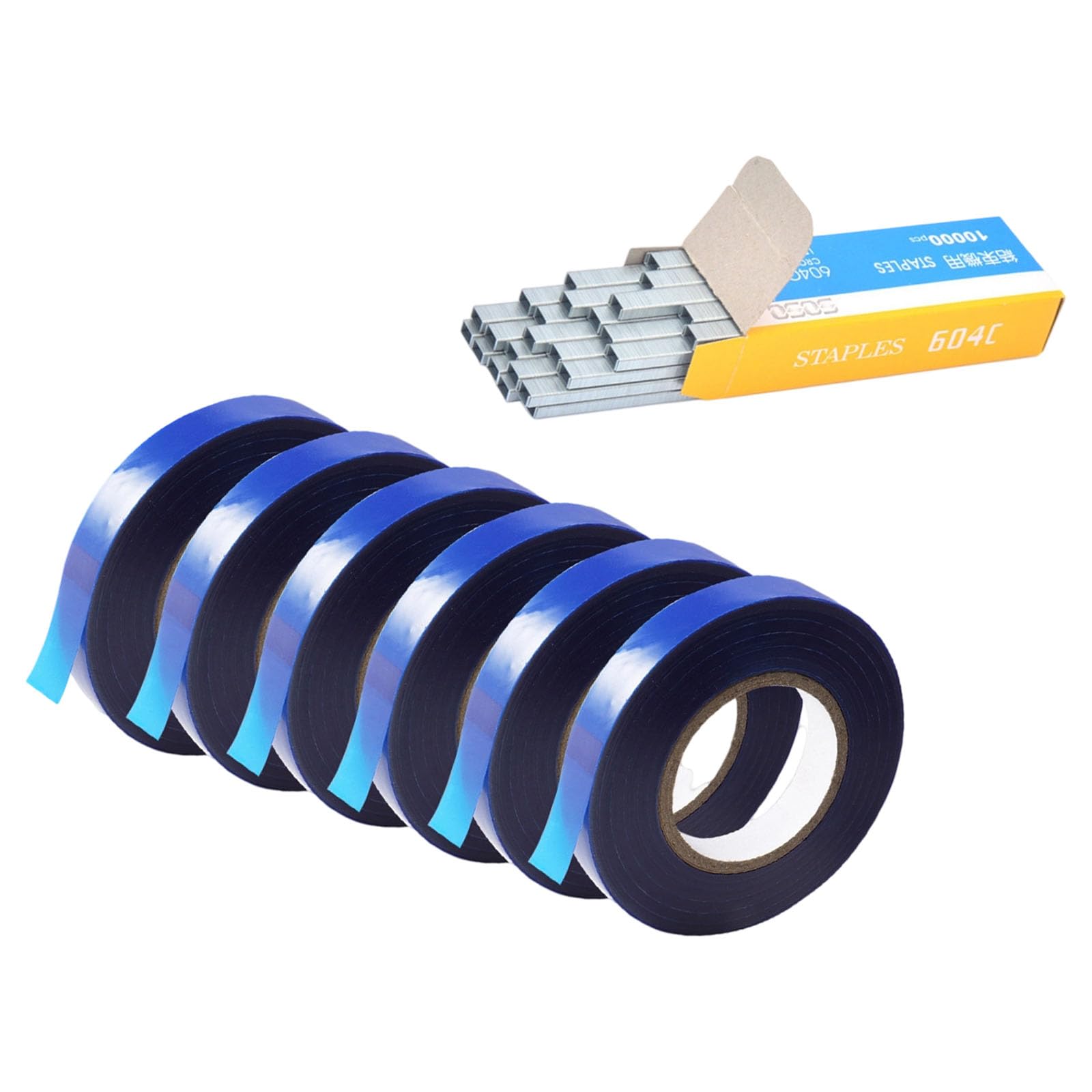 Beimus 6Pcs Blue Straps 1 B Garden Tying Tool Stainless Steel Staple Pin & Plant Branch Tie Tape For Horticulture Vineyards Tomato Plant Stainless Steel Staple Pin Branch Binder Machine Components