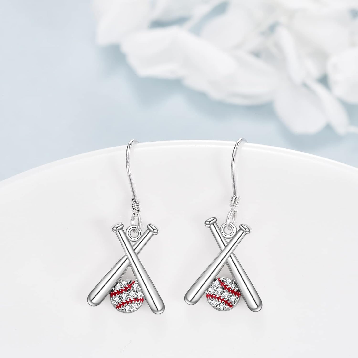 YAFEINI Golf Hockey Tennis Baseball Lacrosse Stick Earrings Gifts Sterling Silver Golf Hockey Club And Ball Lacrosse Stick Dangle Earrings Sport Lover Jewelry for Women Gifts - Image 2
