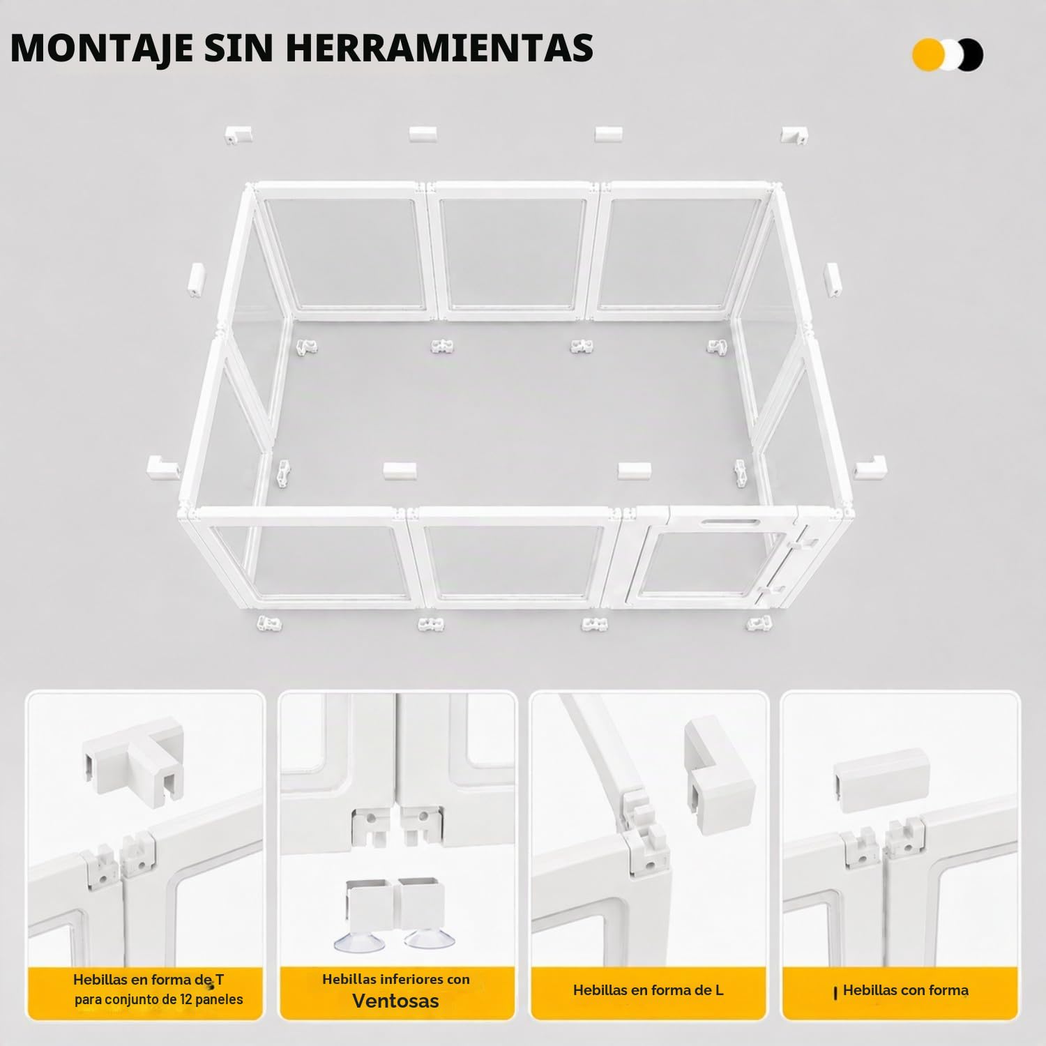 EVERFRONT Corral de plástico acrílico transparente para perros, fácil de montar, corralito para cachorros y gatos