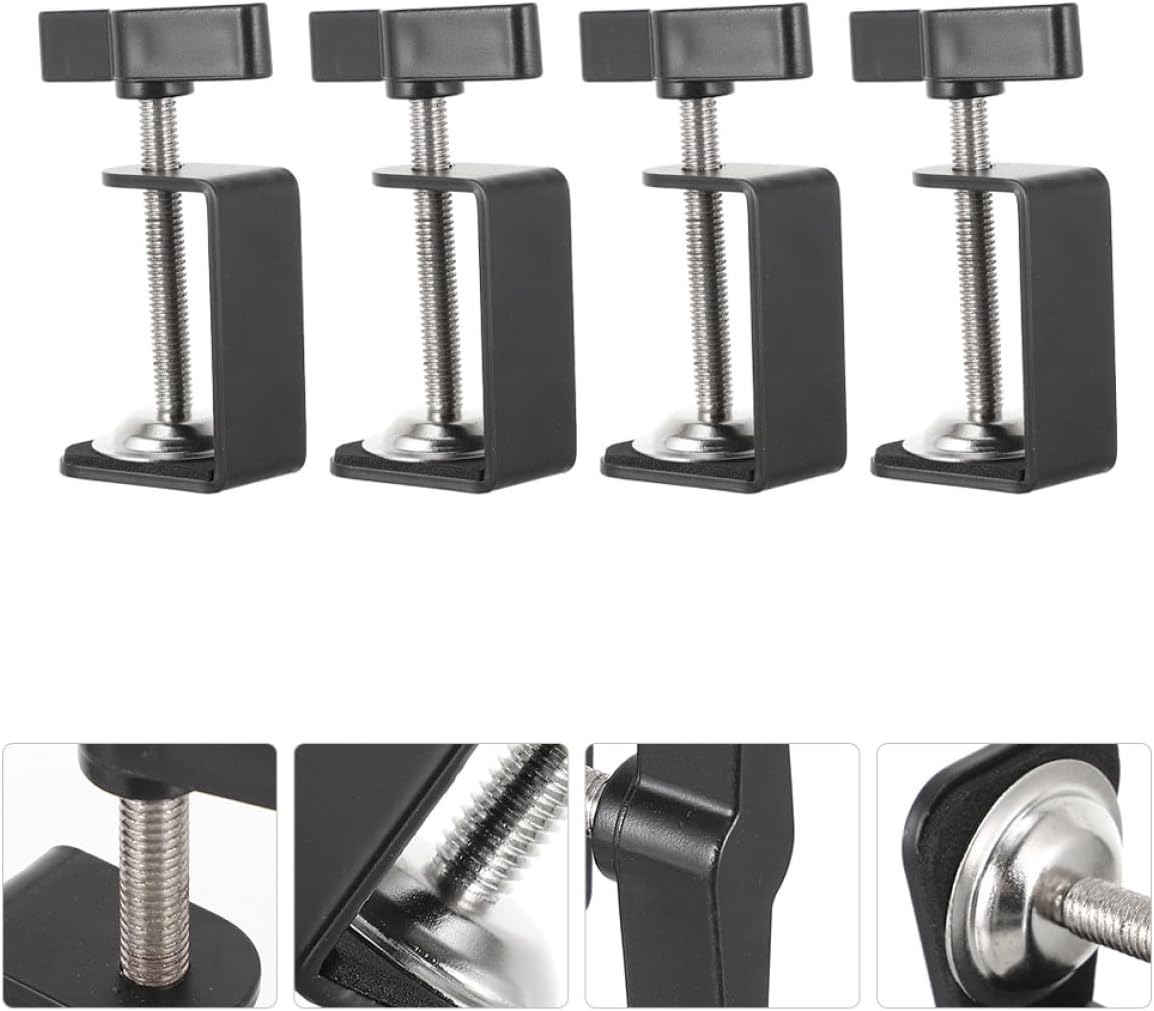 Luxshiny 4 Pcs Universal Table Mount Clamps 360° Rotatable Metal Base Desk Mount Hold Down Clamps for Workholding and Workshop Use
