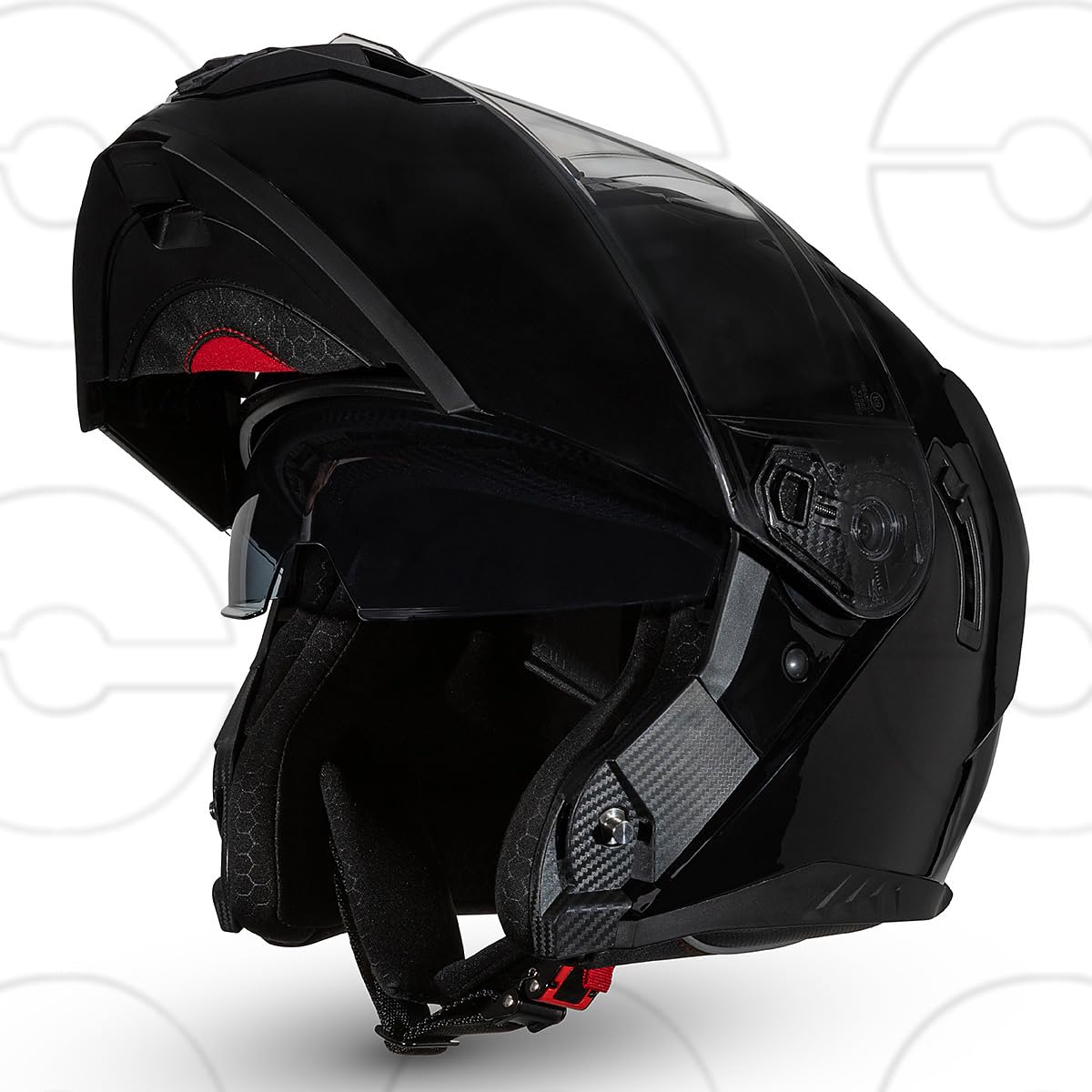 CRUIZER Casco Moto Scooter Modulare Nero Lucido Doppia Visiera con Visiera aggiuntiva oscurata S