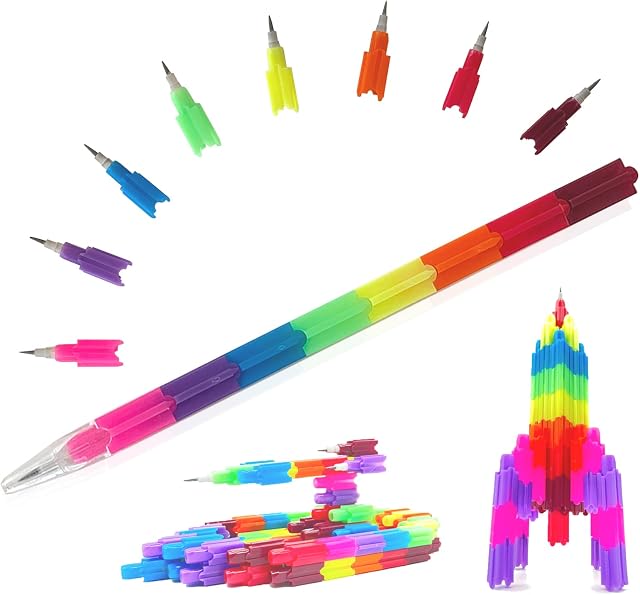 ICEPAPA, Stackable Pencils for Children, 32PCS Pre-Sharpening Pencils, Ideal as Pencils for Party Bags Fillers for Kids, Return Gifts for Kids' Birthday Party and Kids' Party Favours(Dark Appearance)