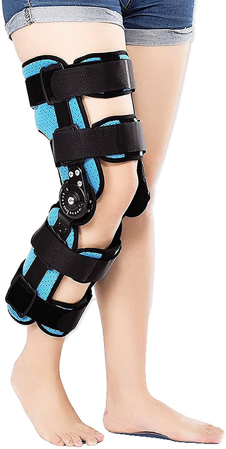 NGDFGR Hinged Knee Support Brace Adjustable Knee Orthosis Ligament Meniscus Fraure Aluminum Alloy Fixation Bracket Leg Stabilizer,Left,Left-One Size