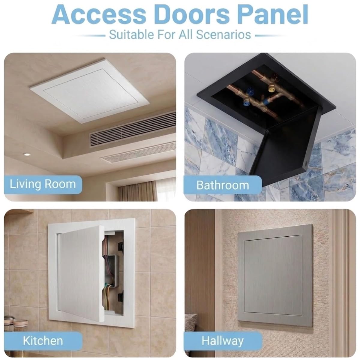 Pannello di accesso in alluminio per cartongesso, porta di ispezione Magic Push Open per loft, soffitti e impianti idraulici, disponibile in 150 x 200, 200 x 300, 300 x 400 mm (nero)