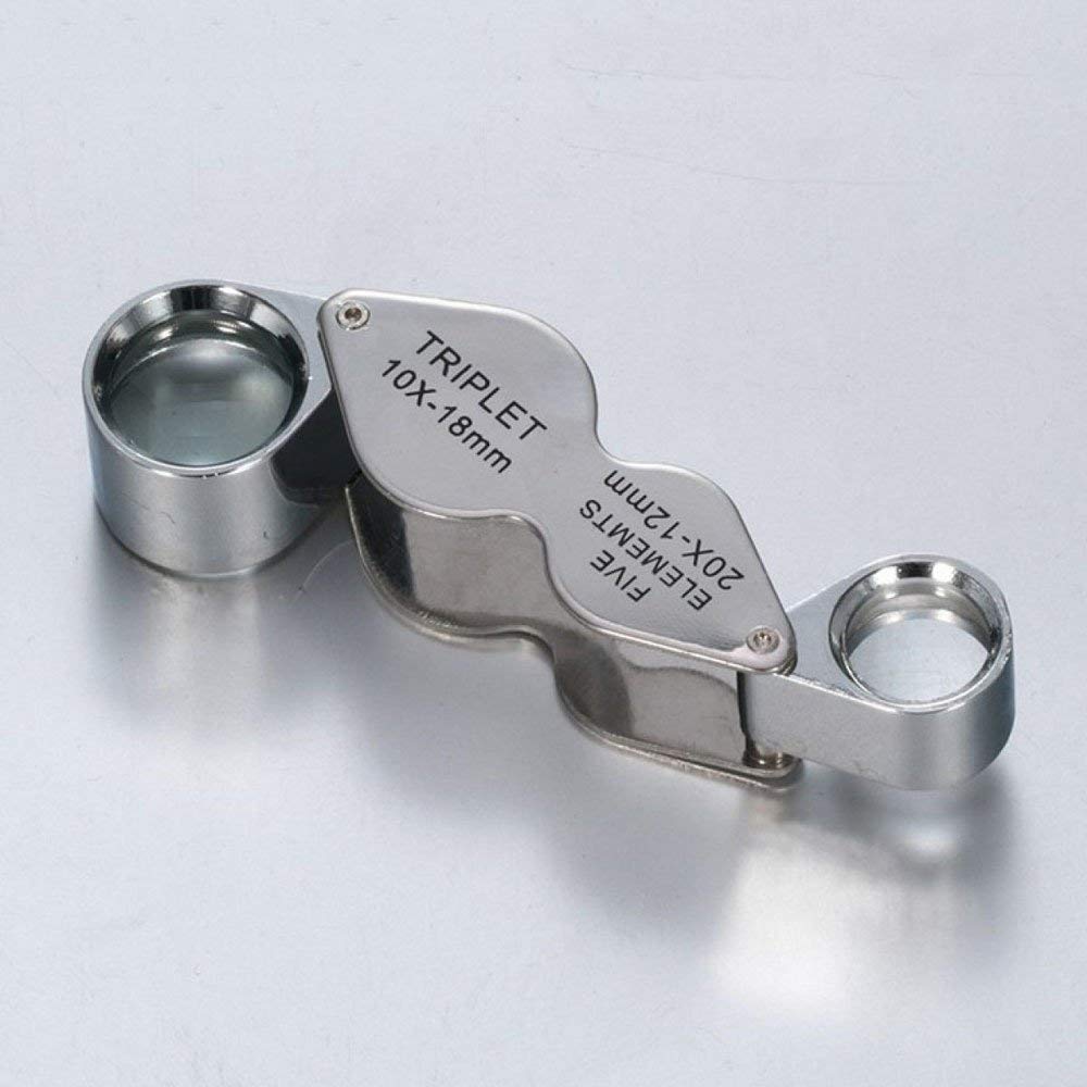 10X 20X leichte Lupe, komfortable Mini-HD-Linse zum Lesen, Silber, 21 x 53 x 18 mm Platte