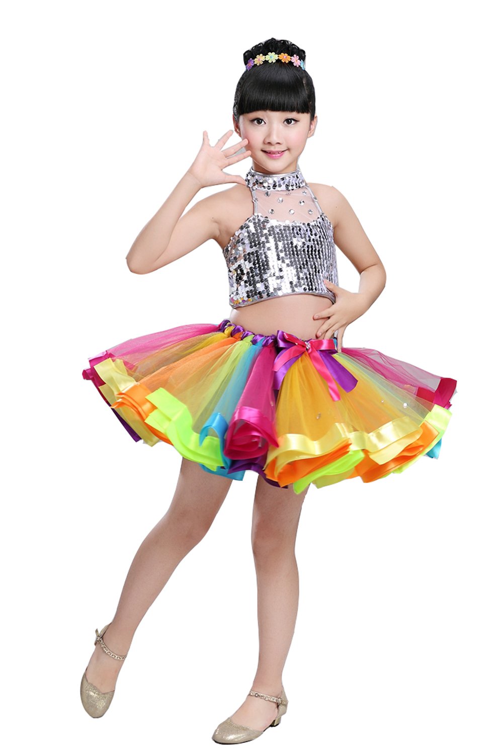ダンス衣装(ジュニア用) Amazon.co.jp: スパンコール ダンス衣装 チュールスカート