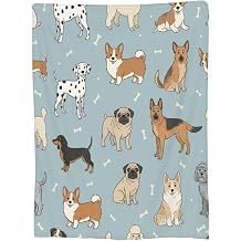 Fleece Throw Blanket for Couch - Dog Soft Fuzzy Cozy Blankets Lightweight Warm Flannel Throws for Sofa, Bed, Travel, All Seasons 80x60 Inches