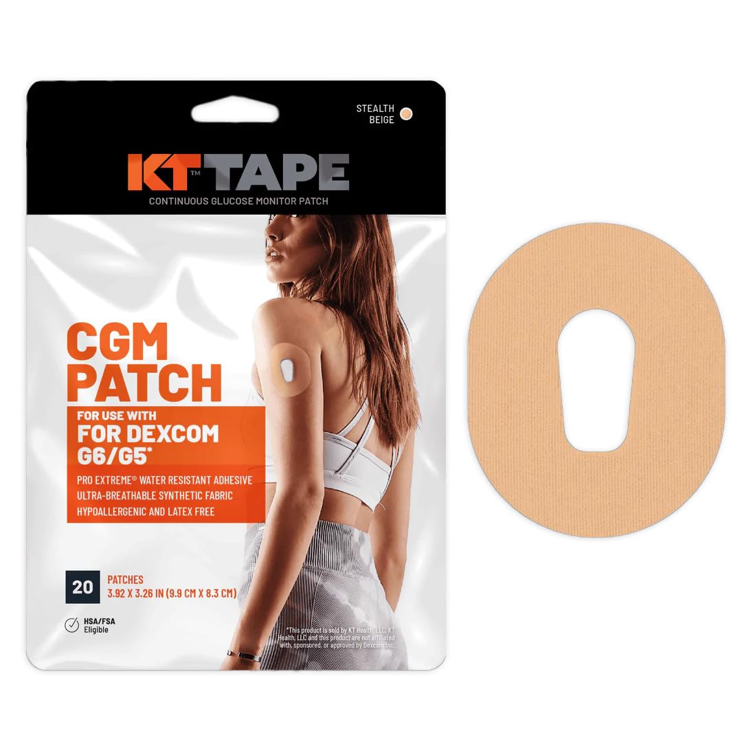KT Tape, Dexcom G6/G5 CGM Patch, Pro Extreme Water Resistant Adhesive, Ultra-Breathable Synthetic Fabric