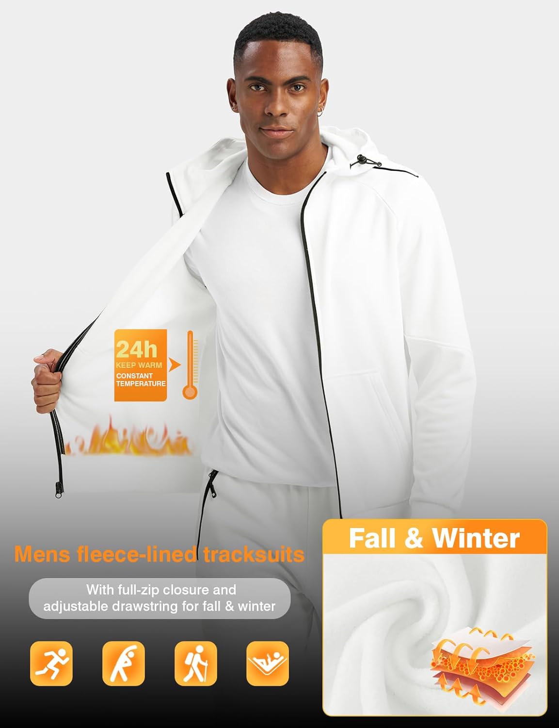 TBMPOY Mens Fleece Lined Hooded Tracksuits Sweatsuits 2 Piece Sets Winter Thermal Jogging Track Sweat Suits Warm Up Outfits - Image 3