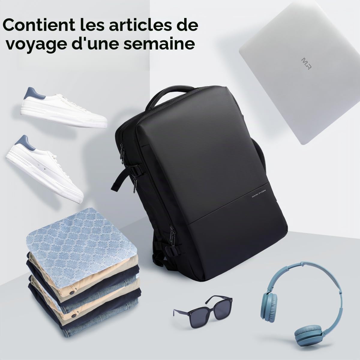 MARK RYDEN Sac à dos de voyage d'affaires de 30 à 45 l, sac à bandoulière étendu, sac à dos multifonction humide et sec, convient pour sac d'ordinateur de 17,3 pouces, sac à main, vert, 20(30)*31*48