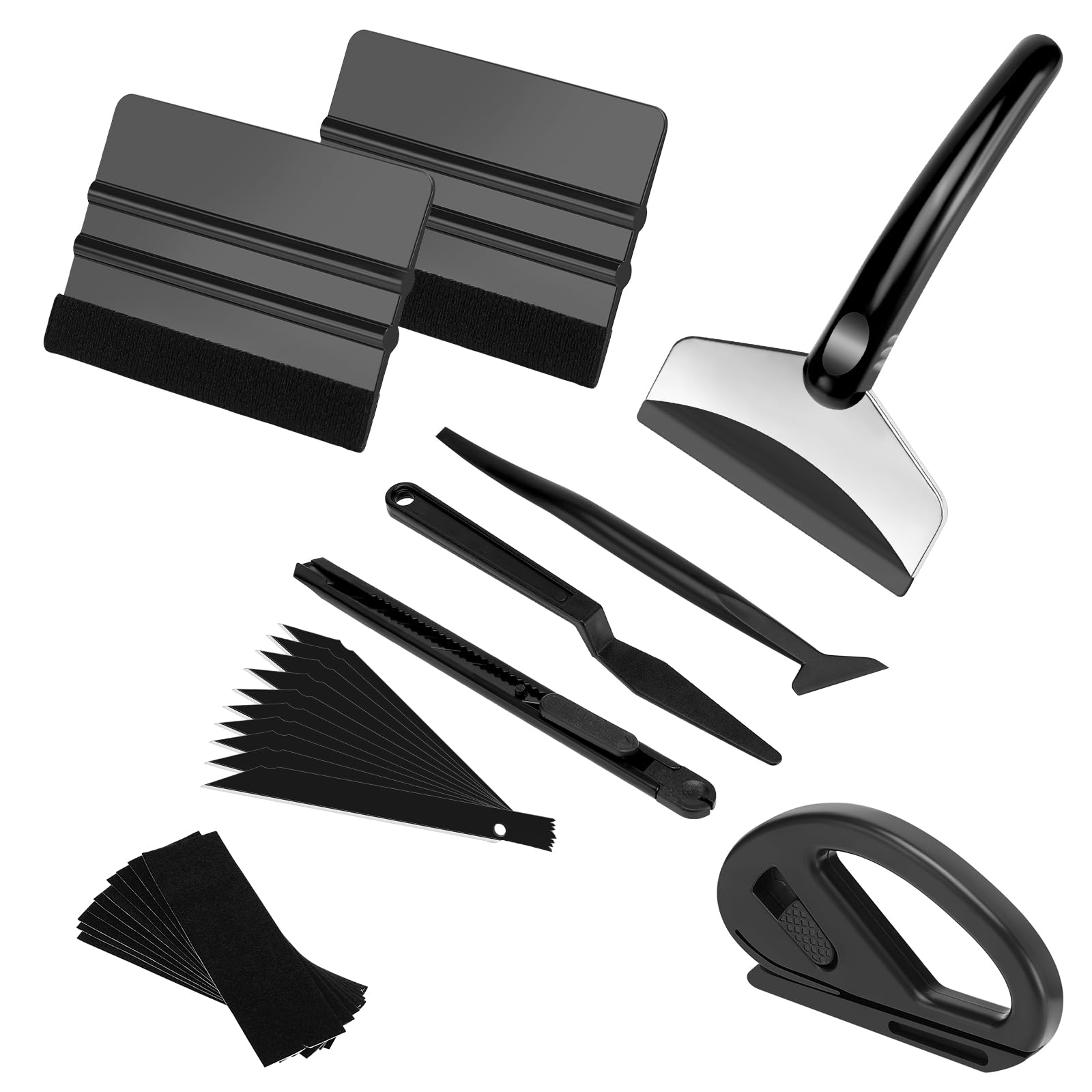 Raclettes Pour Film Adhésif - Lot De 2 Avec 10 Recharges Feutre - Pose Vitre Auto, Meuble, Fenêtre - 5