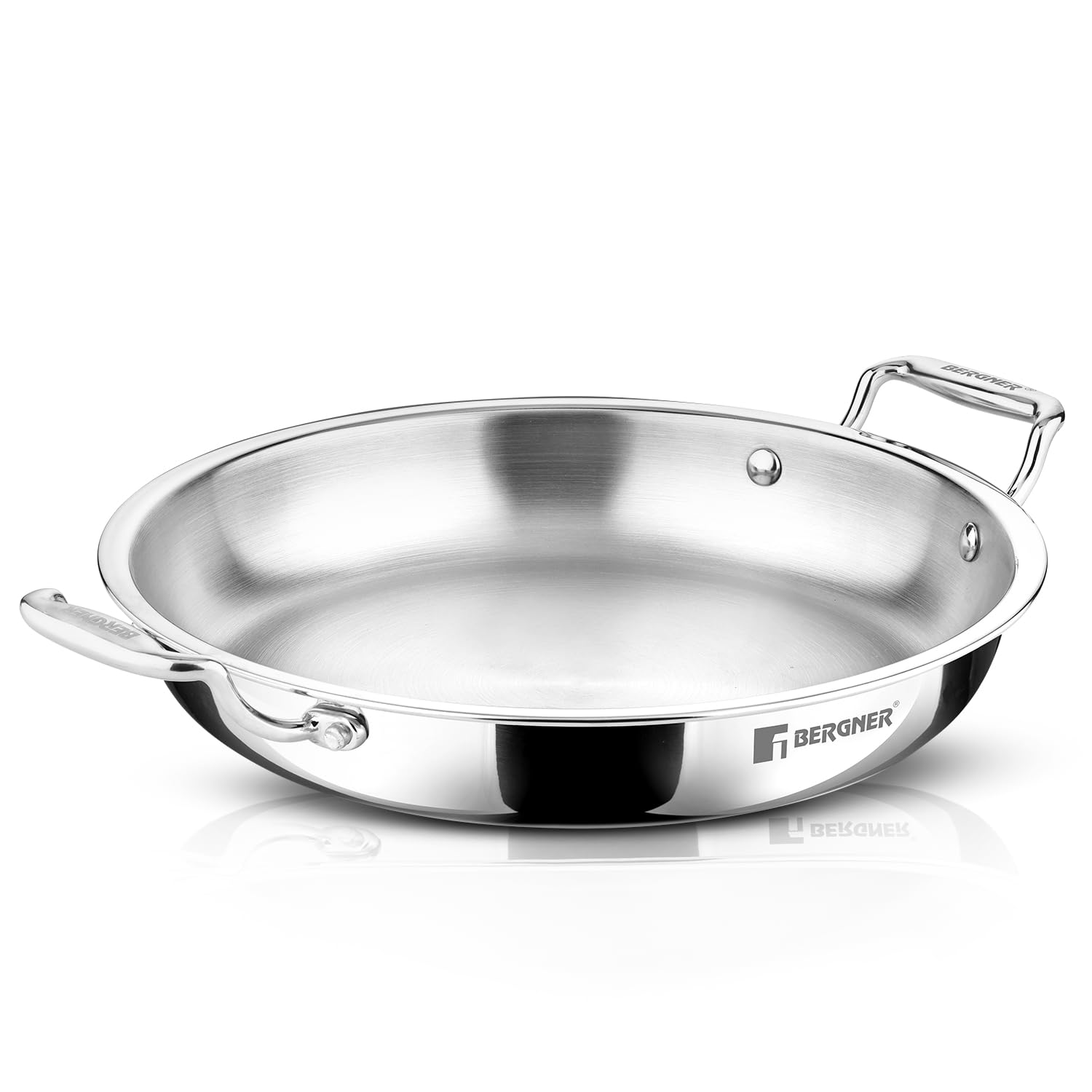 Bergner Argent Samsara Triply Jalebi Pan 28cm (3L), Faster and Even Heat Distribution, Ergonomic Stay Cool Cast Handles, Healthy Cooking, Flared Rim, Easy to Clean - Full Induction and Gas Stove Ready-picture-21
