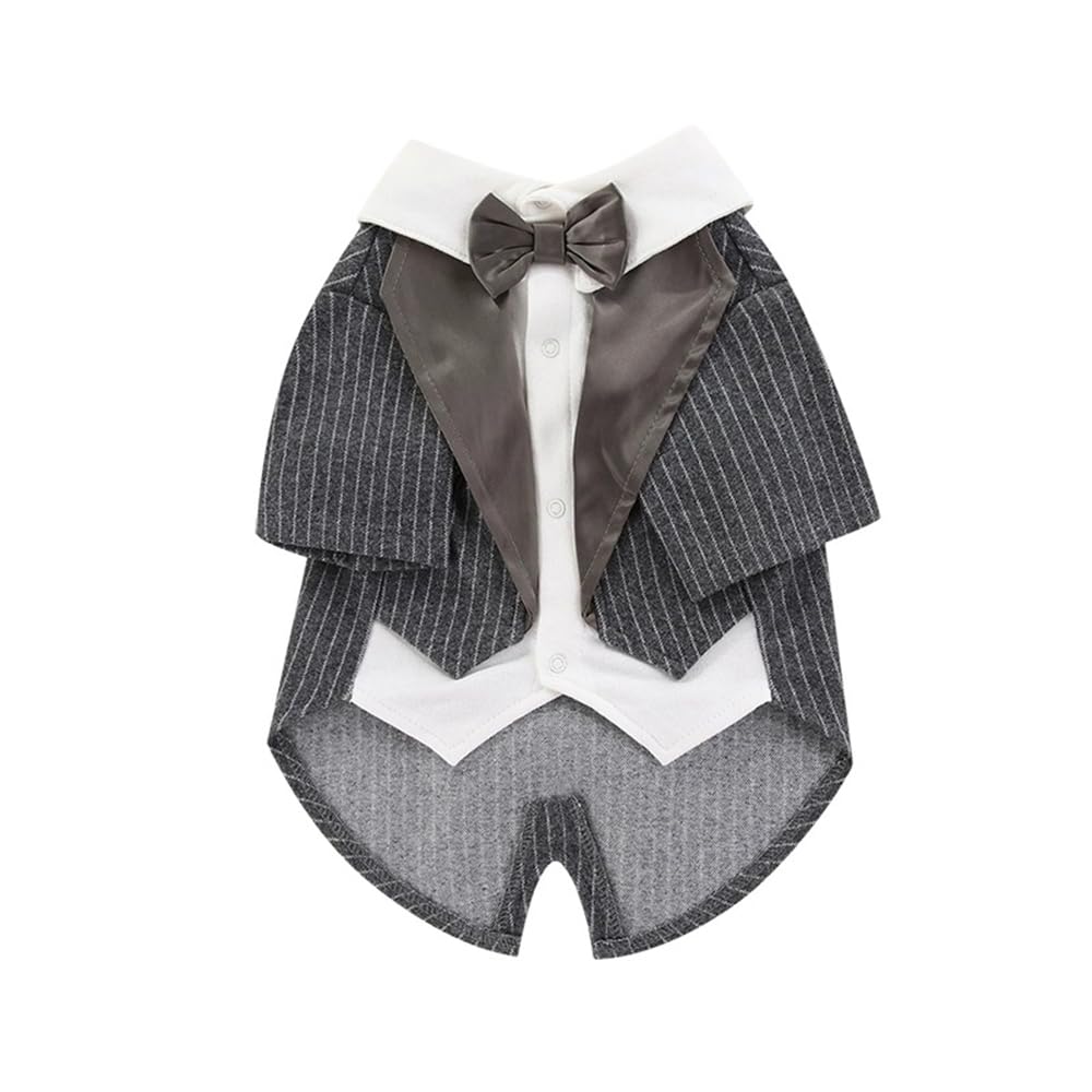 Dog Tuxedo Suit, Handmade Cotton, Gray, Size L