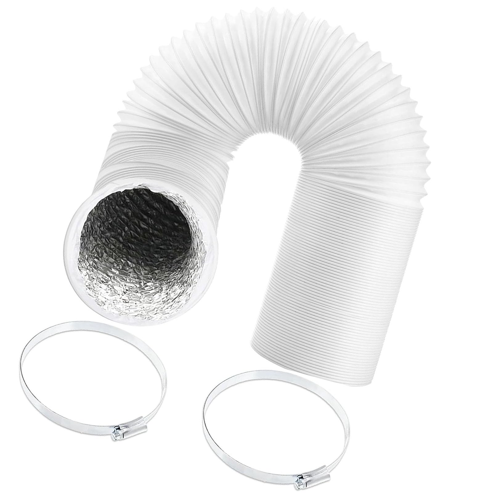 SPARES2GO Vent Hose for CDA Cooker Hood Extractor PVC Aluminium Foil Insulated Duct Outlet Pipe (5" x 6m) + Clamp Clips