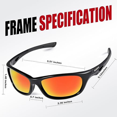 Vista 5 de Duduma Gafas de sol deportivas polarizadas para hombres y mujeres, béisbol, correr, ciclismo, pesca, conducción, golf, marco irrompible, Du646