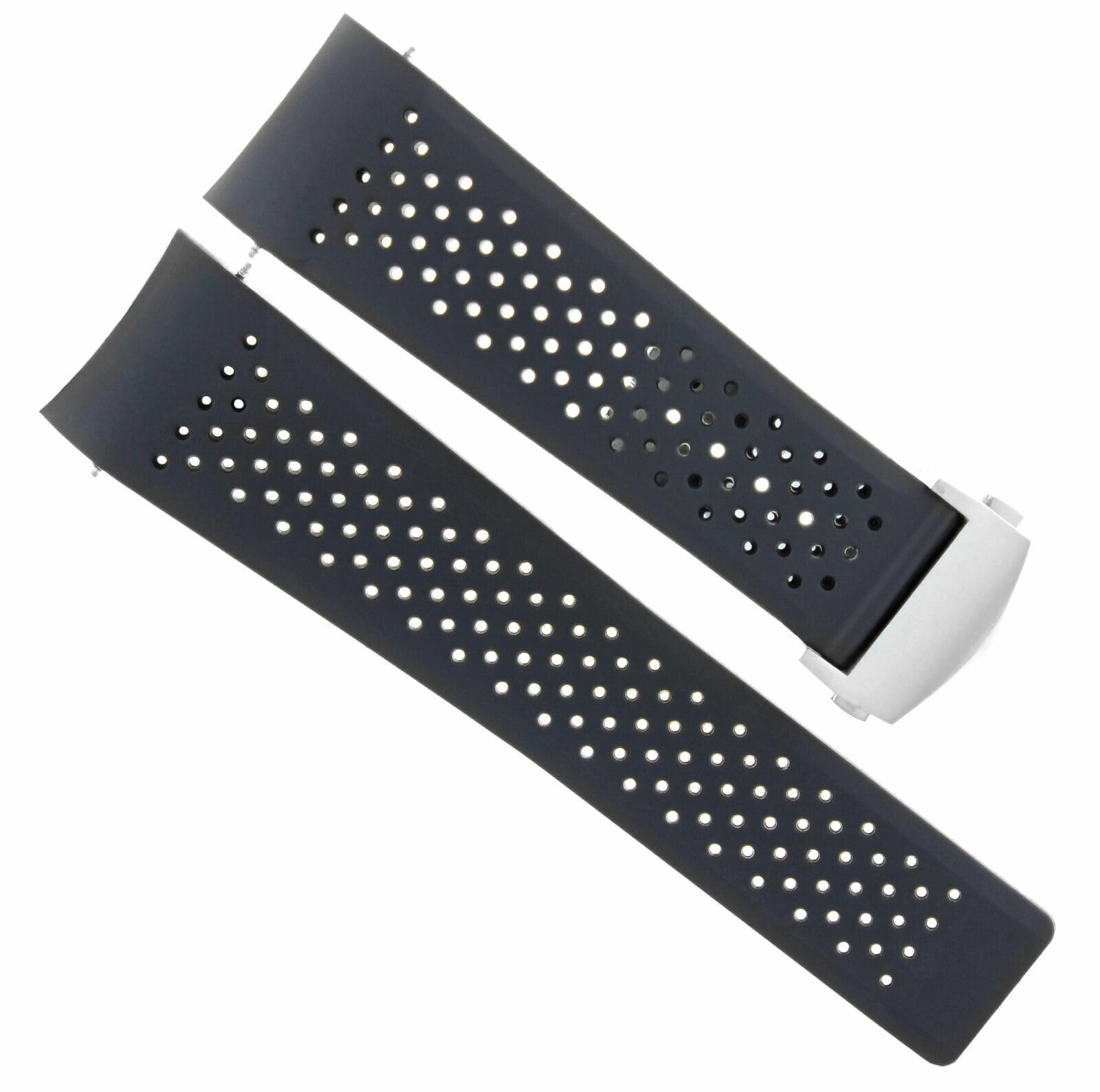Ewatchparts 22mm Carrera Calibre 17 Rubber Band Strap Clasp Compatible With Tag Heuer Aquaracer Formula