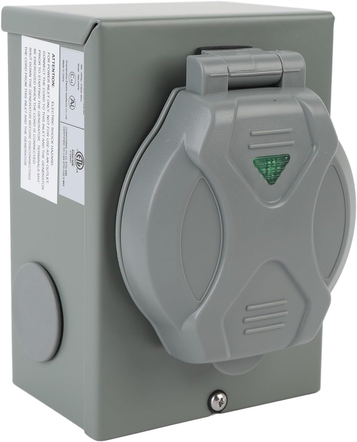 Generator Inlet Box 30A 125V 3750W 60 Hz NEMA L5 30P Strong Performance for RV Trailer Motorhome Outdoor Use