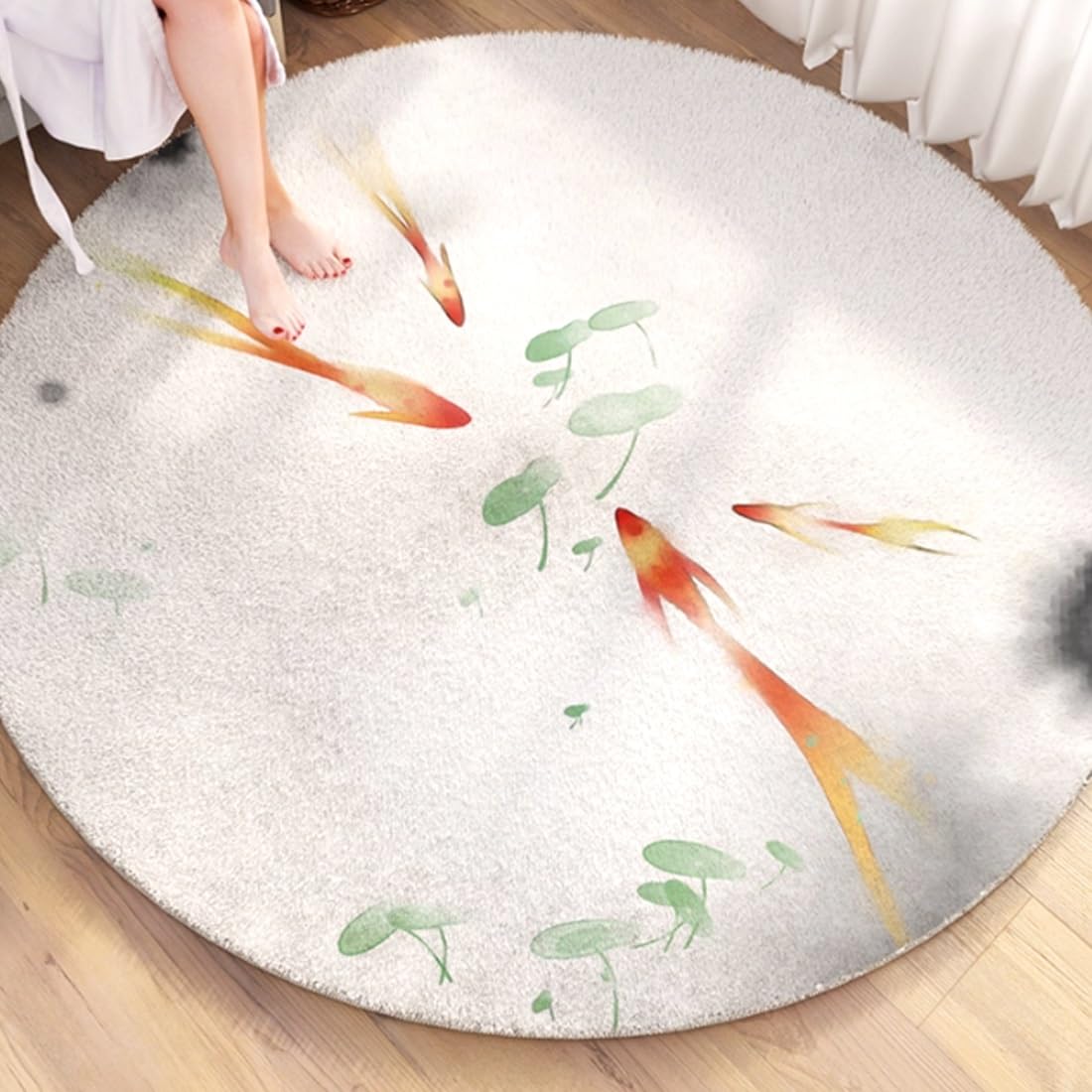Tapis De Prière Fleur De Lotus, Tapis Circulaires pour Chambre À Coucher, Salon, Bureau(Round B,120cmx120cm)