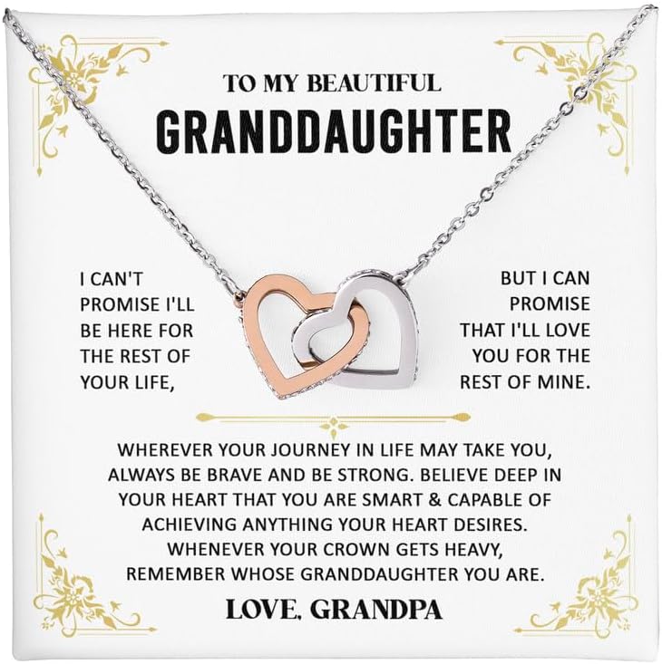 Granddaughter Gifts From Grandma Grandpa - To My Granddaughter Necklace With Heartfelt Message & Elegant Box, Jewelry Christmas Graduation Birthday Gifts With Message Card With Luxury Box