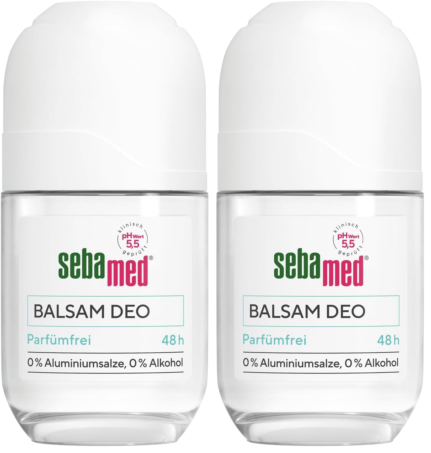 Sebamed Deo Roll-On, Balsam Deo Parfümfrei 50 ml, mit 48 Stunden Wirkung, ohne Aluminiumsalze, ohne Alkohol und ohne Parfüm, effektive Wirkformel, pH-Wert 5,5 stärkt den Hautschutzmantel