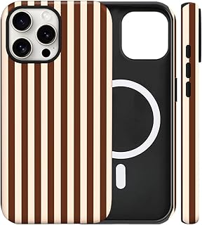 Magnetic for iPhone 16 Pro Max Case Cute Stripes Phone Case, Brown