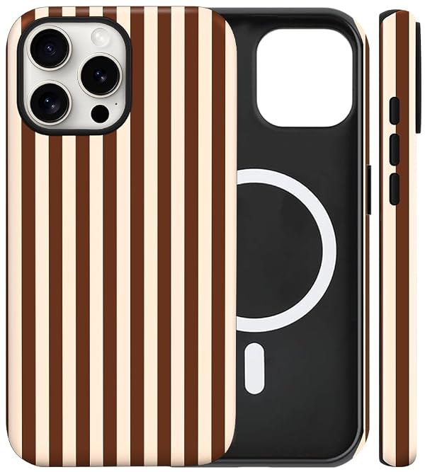 flewfun Magnetic for iPhone 16 Pro Max Case Cute Stripes Phone Case, Brown by flewfun - Used condition - US$14.99