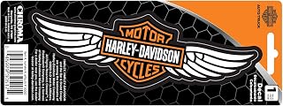 CHROMA 30517 Harley-Davidson Winged Bar & Shield Logo Decal - Orange/White - 3 x 8 inches