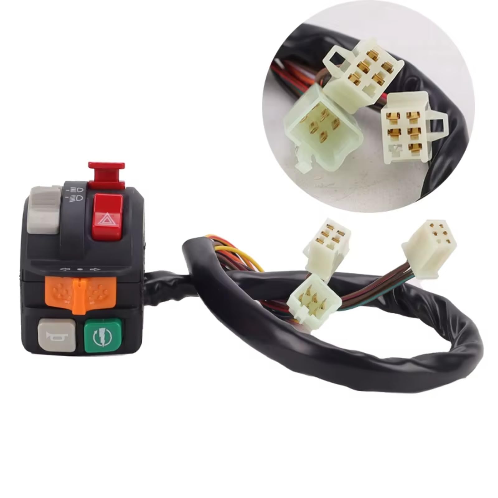 Comandi Multifunzione Per Manubrio Moto 7/8" Pulsanti Universali Per Clacson Fari Indicatori Di Direzione Avviamento Elettrico E Spegnimento Motore Comando Manubrio(Left)
