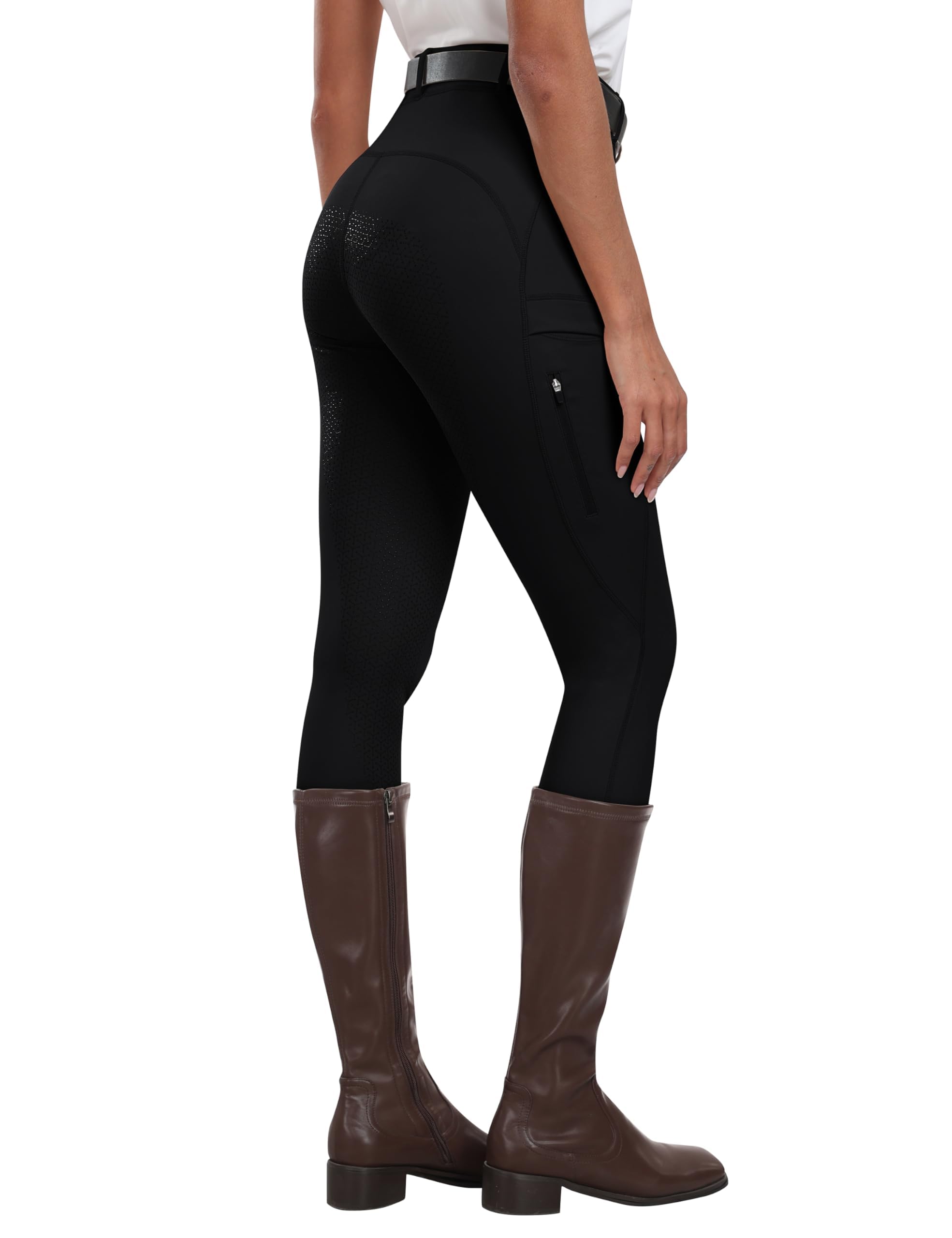 MoFiz Women's Silicone Full Seat Horse Riding Pants Zipper Pockets Equestrian Breeches Riding Tights
