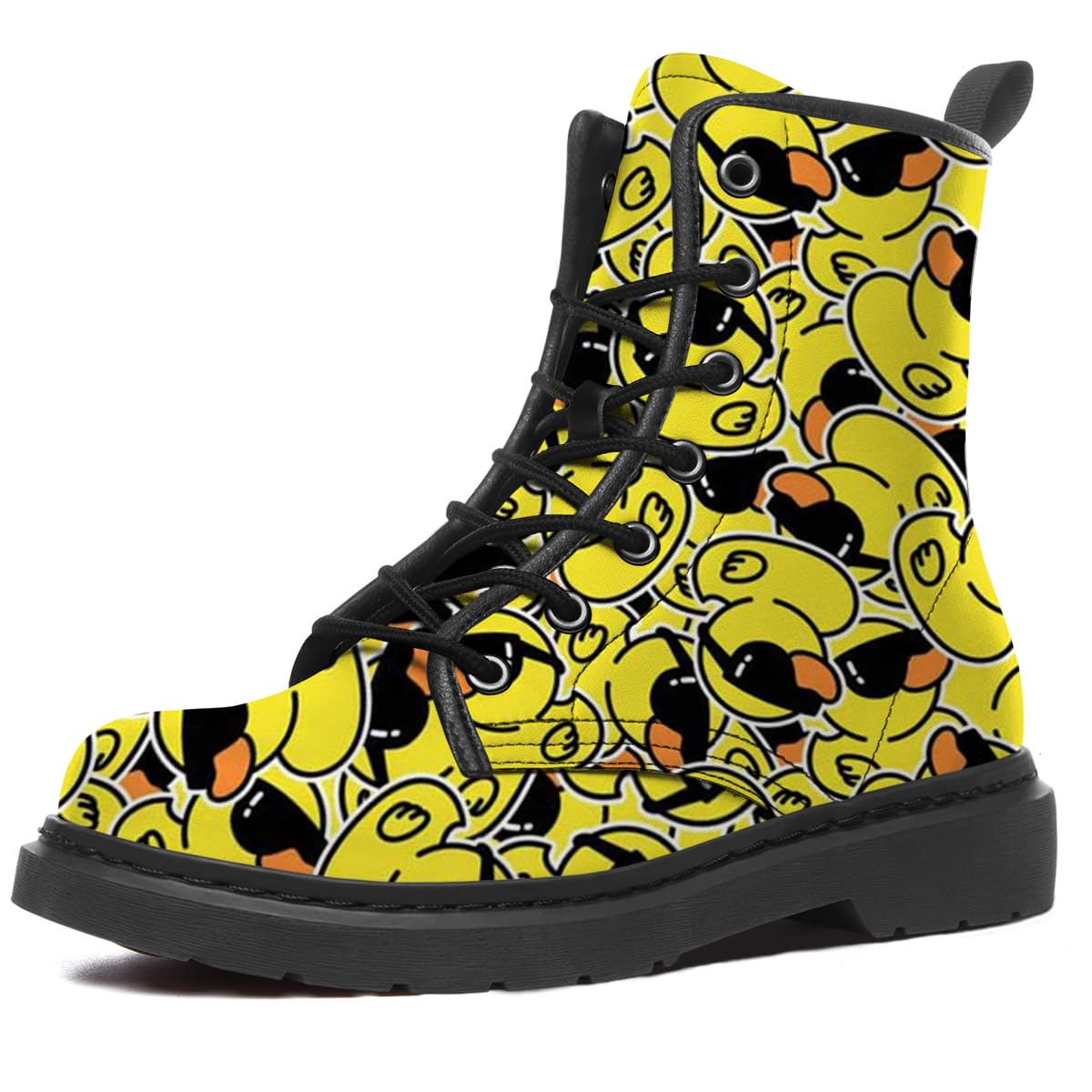 Womens Mens Duck Boots Yellow Combat Boot Lace Up Fashion Ankle Leather Boots