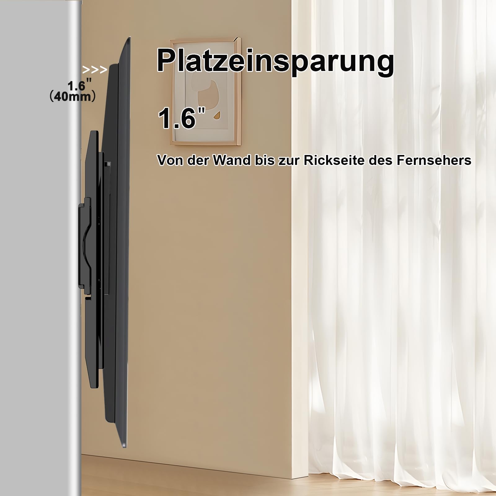 Supporto da parete per TV fisso da 50 a 120 pollici, resistente e curvo, max. VESA 900 x 600 mm, può contenere fino a 125 kg, ultra sottile e pesante, montaggio a parete 75 80 85 90 100"