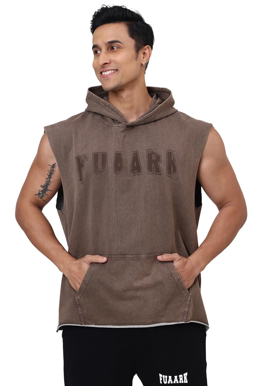 fuaark Mens Shadow Washed Capsleeve Oversized Fit Cotton Hoodie-picture-52