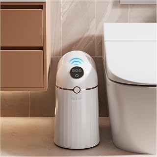 Bathroom Automatic Touchless Trash Can, Self Sealing and Self Changing, Smart Motion Sensor Trash Can with Lid, 2.7 Gallon Waterproof Small Bedroom Garbage Can - Amazon product rated Grade A