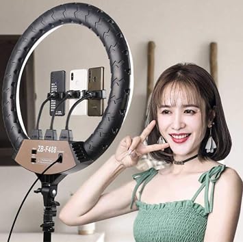 Coverzone 22 inch 56cm Extra Large Size Youtuber LED Light Ring Phone Holder Selfie/Publisher/Makeup Light 2 Meters Tripod ZB-F488 (ZB-F488-22 inch) with Remote Control and Special Carrying Bag