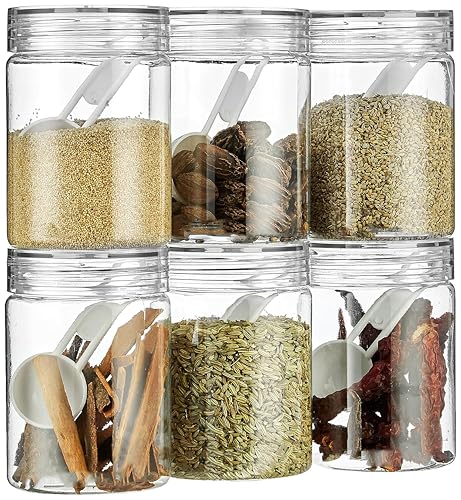 Image of Homeor Plastic Storage Jar & Containers With Spoon, Airtight & BPA Free Containers for Kitchen Storage, Grocery Kitchen Container, Multipurpose Jar, Fridge Storage Container, 300 ML Set 12 Transparent