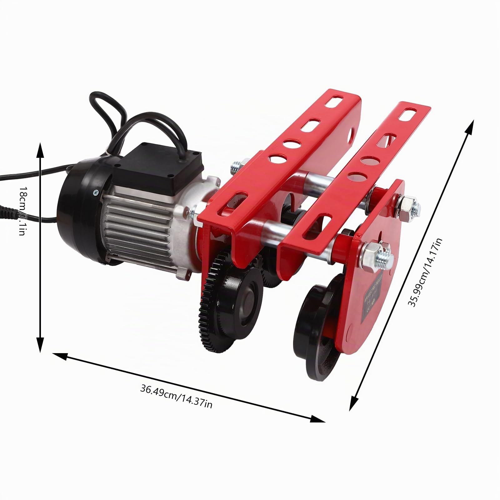 Mini-Argano Elettrico da 1T, Argano Elettrico con Cavo da 370W, Montacarichi, Carrello Gru, Argano Regolabile Larghezza: 68-120cm, Portata 1T (Senza Cavo Metallico)