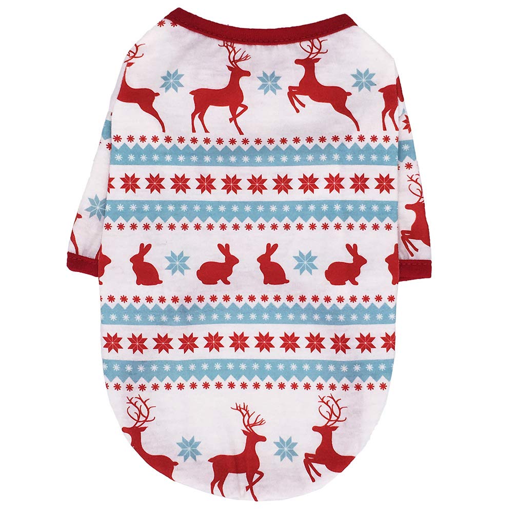 Small Dog Christmas Clothes,Classic Holiday Festive Pet Christmas T Shirt Costumes for Cats Puppy Dogs (S, White)