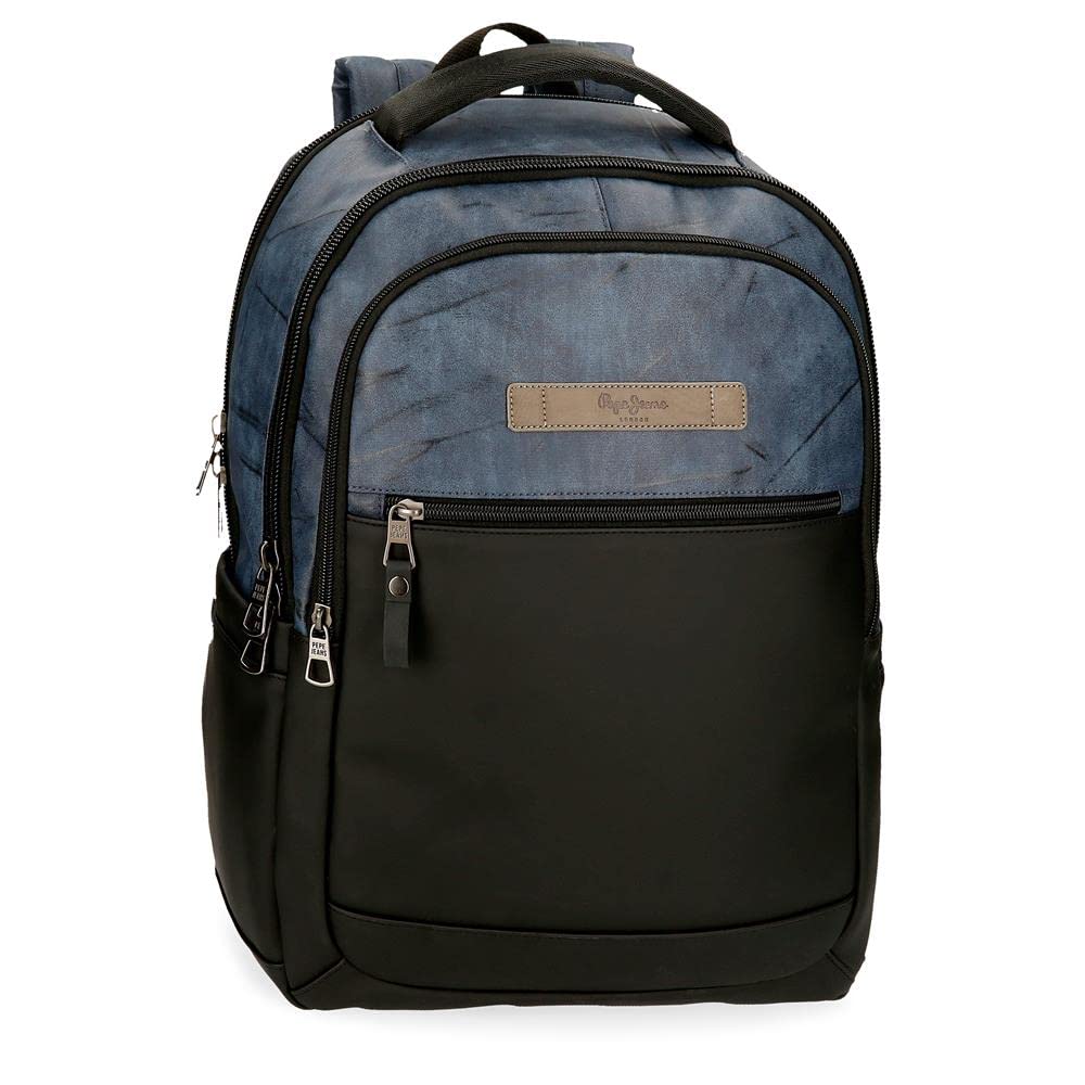 Pepe Jeans Ocean Mochila para Portátil Adaptable Azul 31x44x15 cms Poliéster con detalles en Piel Sintética